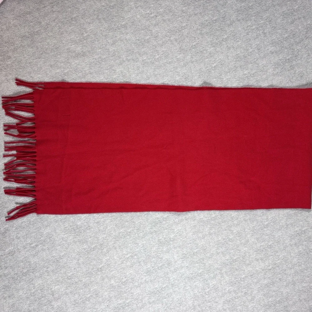 POLO RALPH LAUREN Signature Italian Wool Red Scarf with Pony - Picture 7 of 9